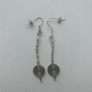 Multicolored Beaded Earrings with Silver Charms